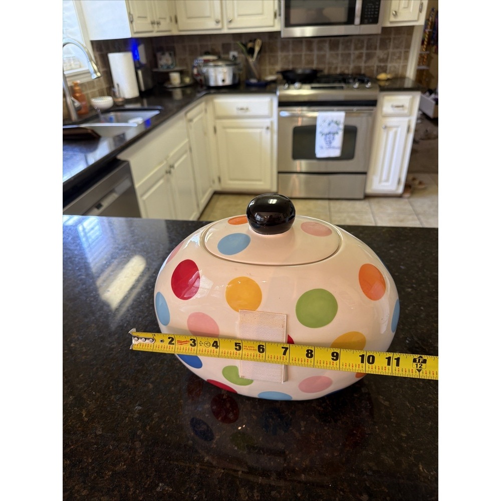 Coton Colors Happy Everything Multicolor Polka Dot Large Cookie Jar/Canister - Picture 3 of 5